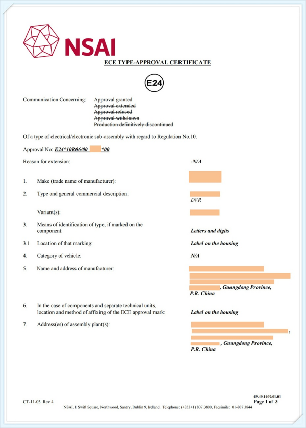 车载显示屏E<a href='//m.pharma4c.com/Products/CErenzheng.html' class='keys' title='点击查看关于CE认证的相关信息' target='_blank'>CE认证</a> 车载显示屏ECE认证