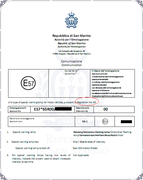 汽车警示灯E-mark认证 汽车警示灯E-mark认证